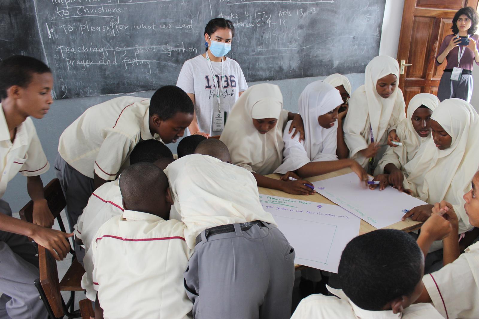 Robina with kids in Kenya