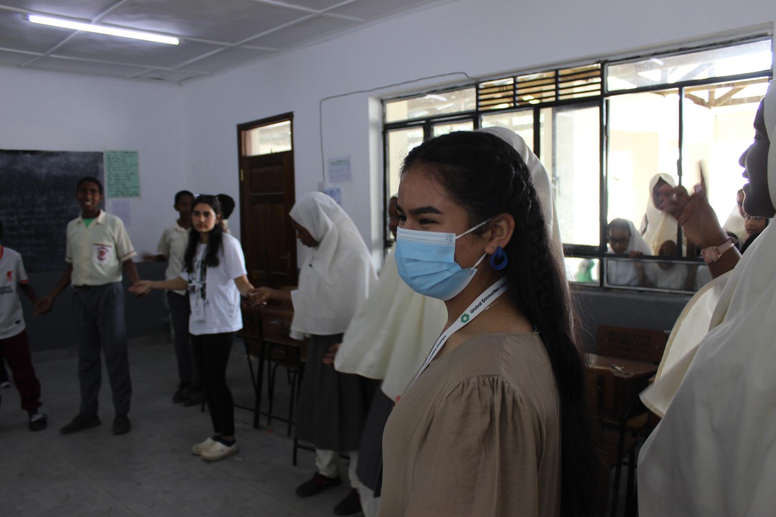 Robina with kids in Kenya