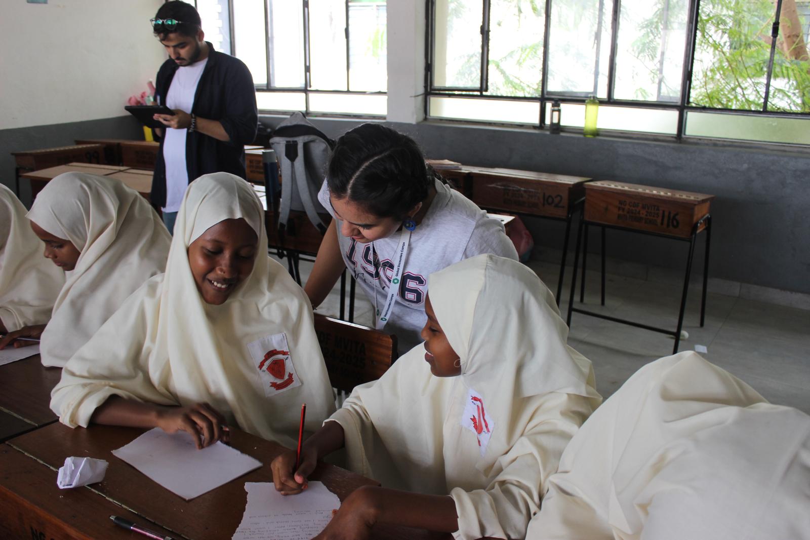 Robina with kids in Kenya